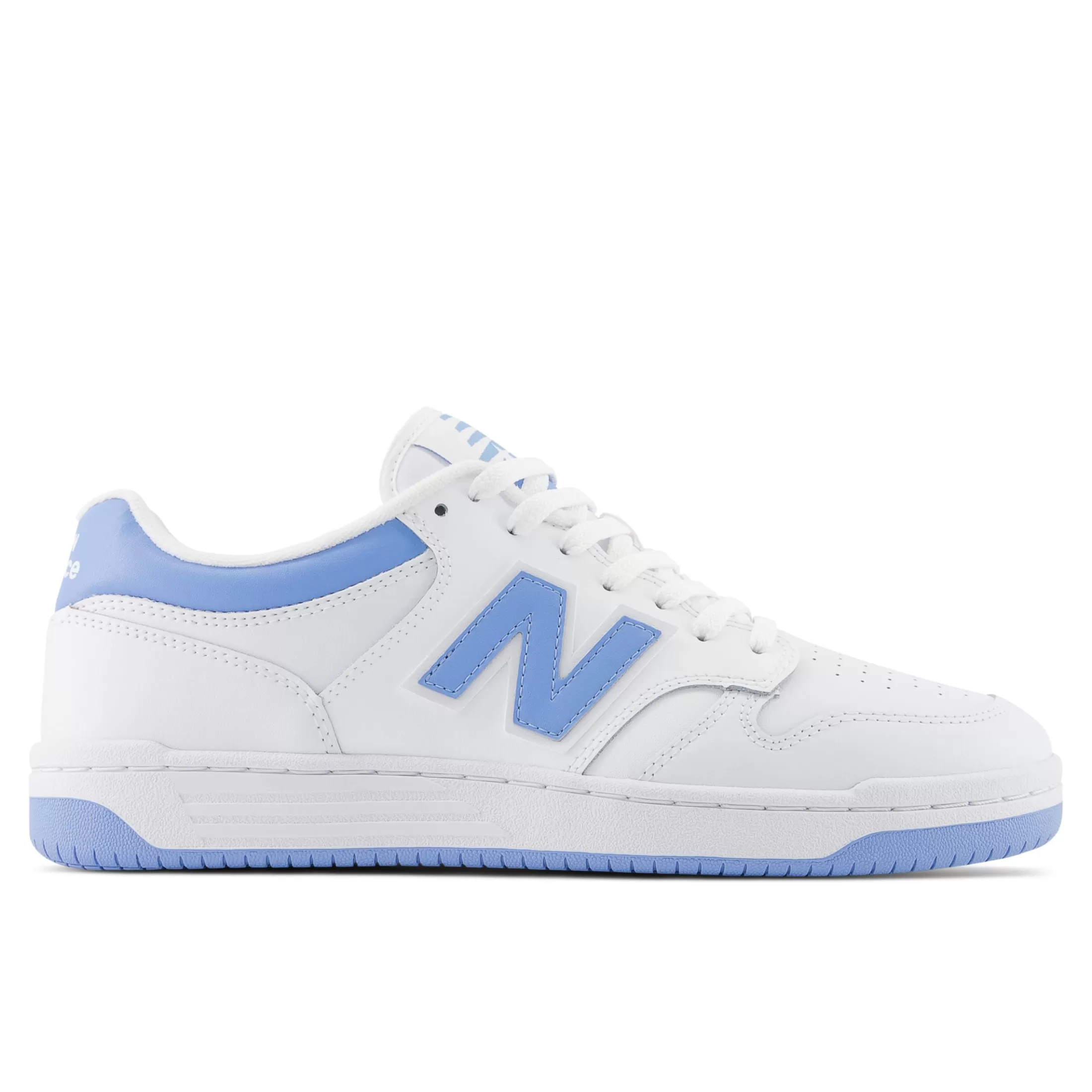 New Balance 480 White with Team Carolina and Light Aluminum Discount