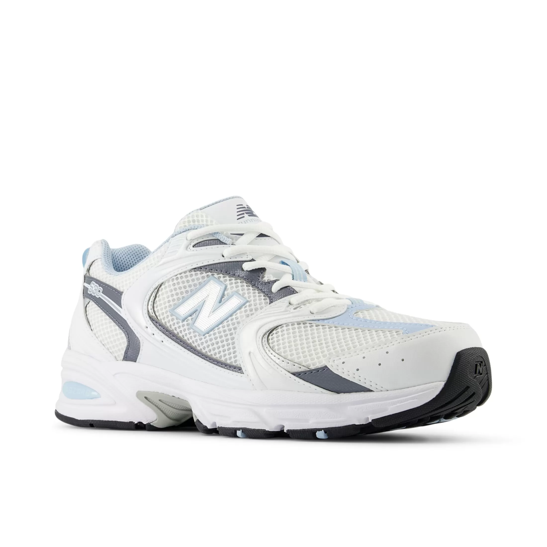 New Balance 530 White with Dark Arctic Grey and Light Chrome Blue Hot