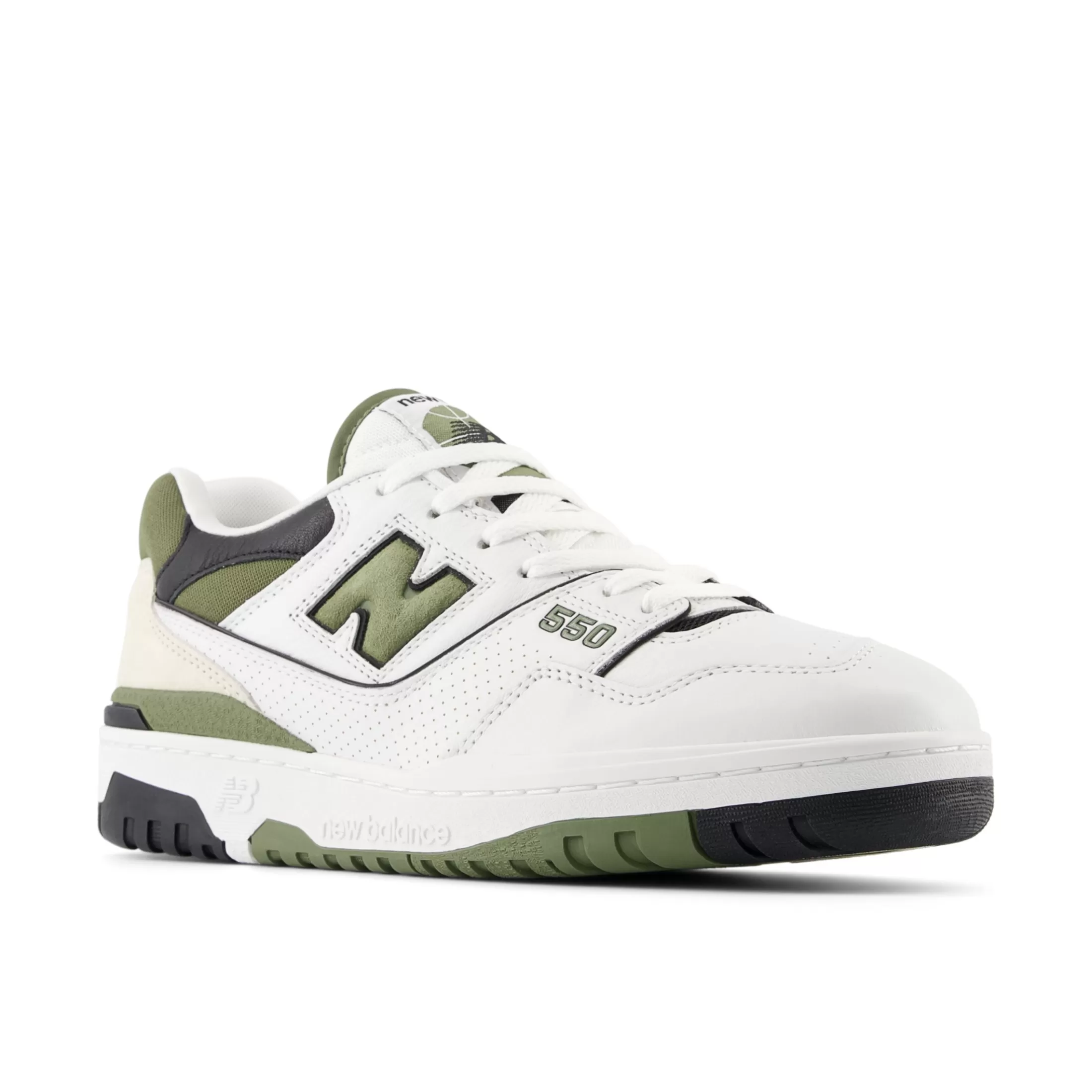 New Balance 550 White with Dark Olivine and Black Cheap