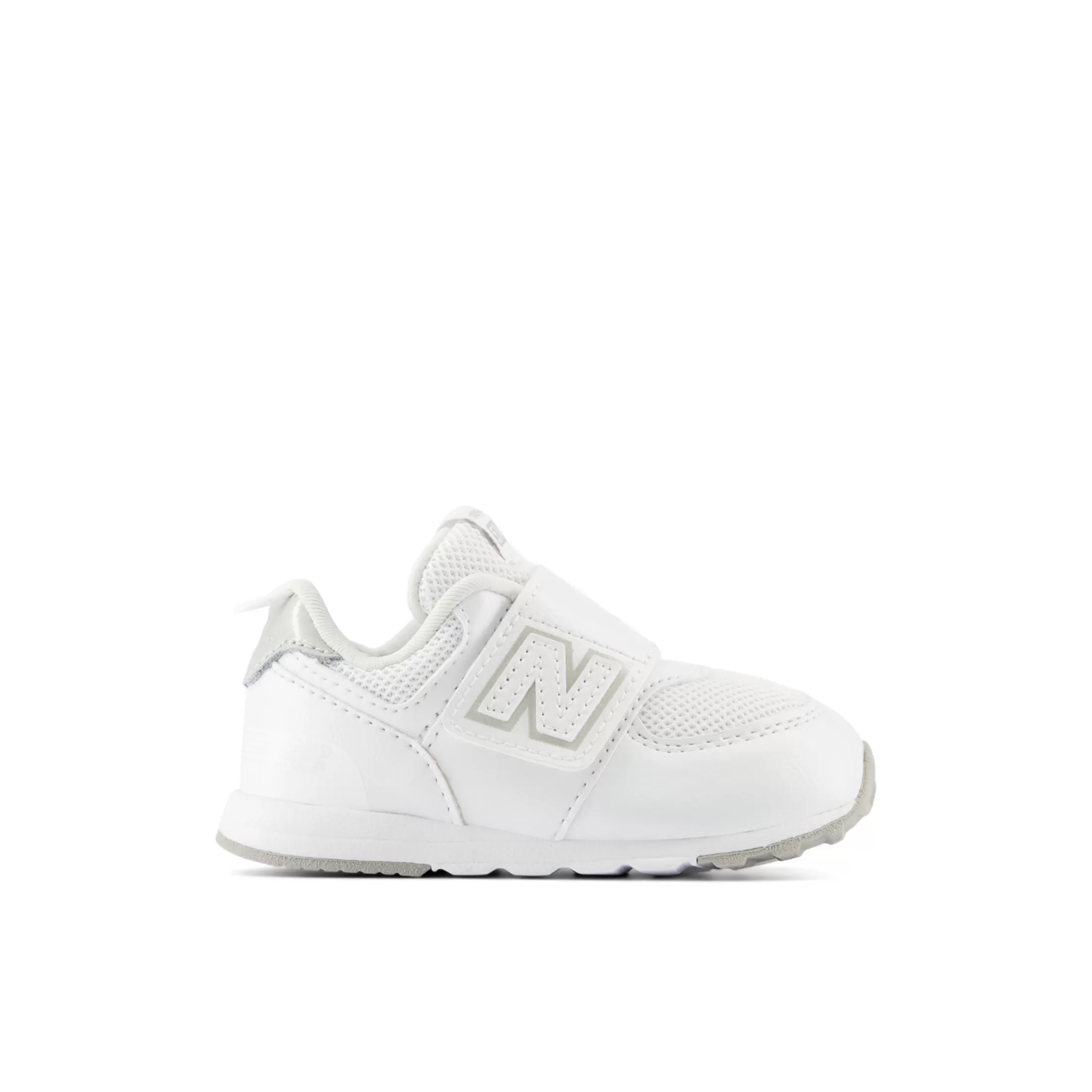 New Balance 574 NEW-B HOOK & LOOP White with Silver Metalic Clearance