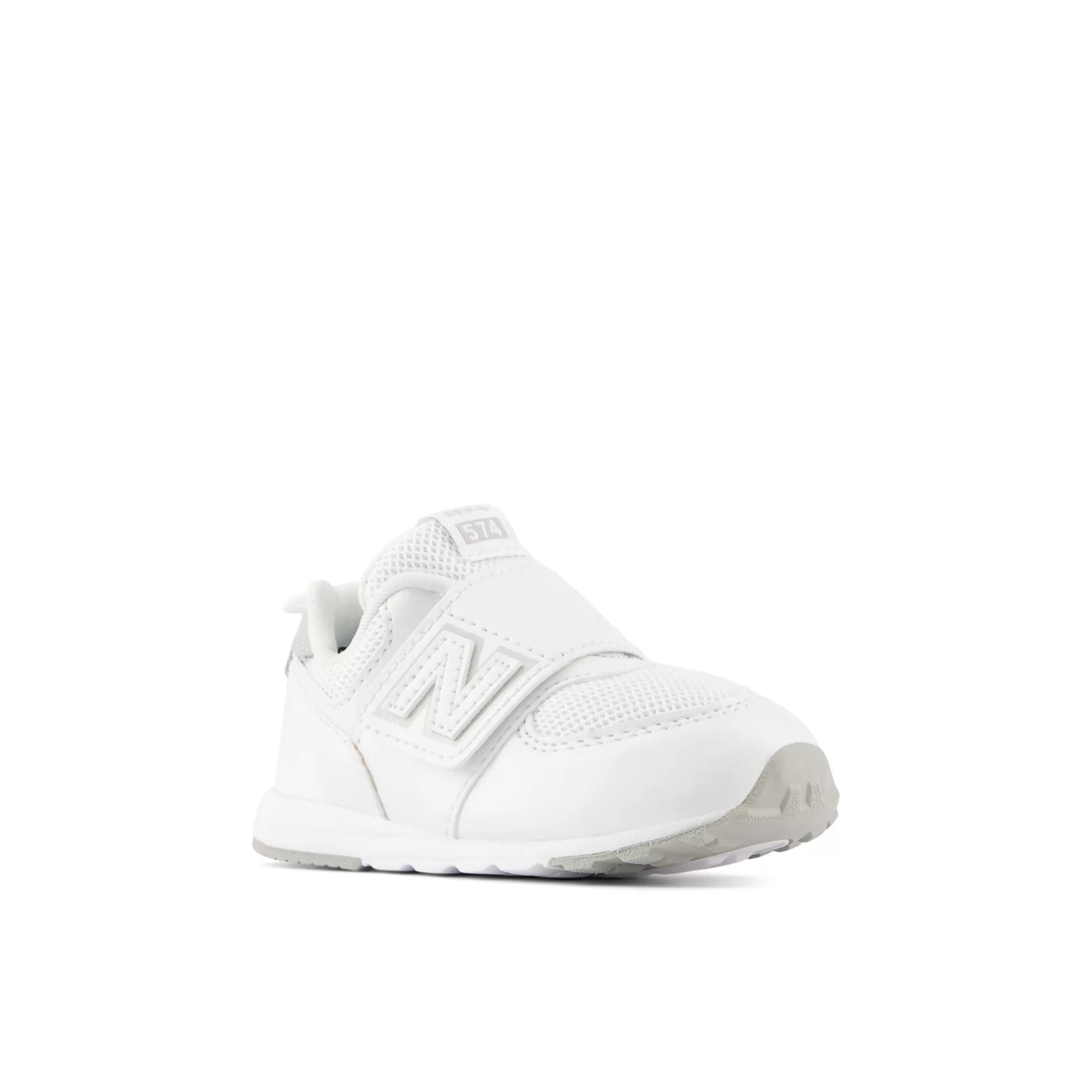 New Balance 574 NEW-B HOOK & LOOP White with Silver Metalic Clearance