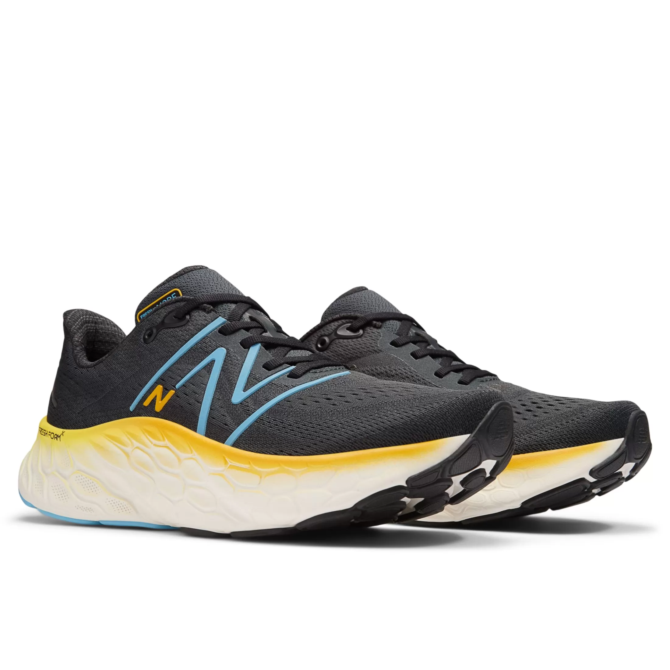 New Balance Fresh Foam X More v4 Black with Coastal Blue and Ginger Lemon Shop